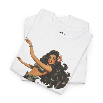 Vintage Pinup Style Graphic Mermaid Tee, All-Gender