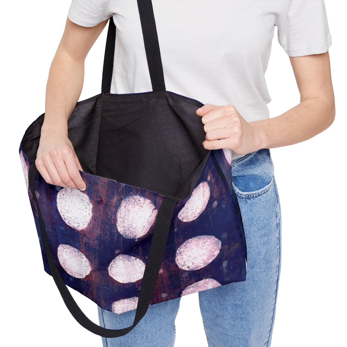 The Weekender Tote Bag - Painterly Polka Dot, Cobalt and Rust
