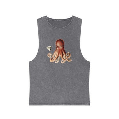 Stonewash Unisex Tank Top - Happy Hour Octopus