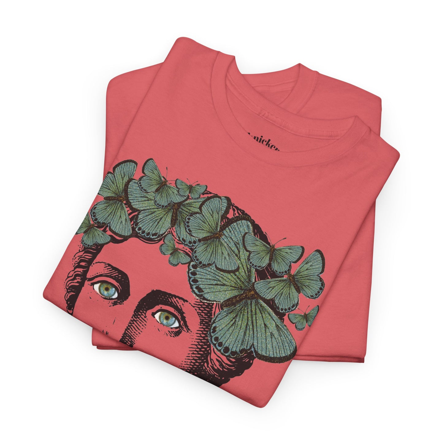 Garden Goddess Graphic Tee - Classical Bust with Green Butterfly Crown