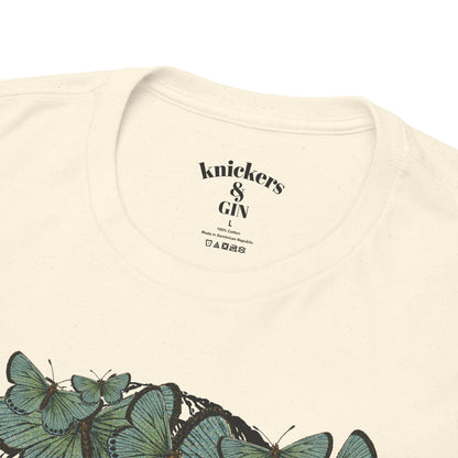 Garden Goddess Graphic Tee - Classical Bust with Green Butterfly Crown
