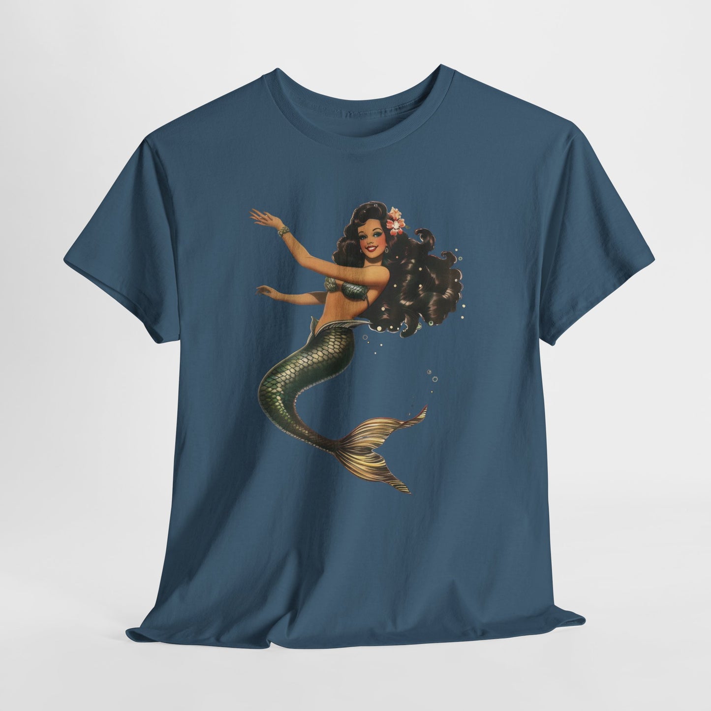 Vintage Pinup Style Graphic Mermaid Tee, All-Gender