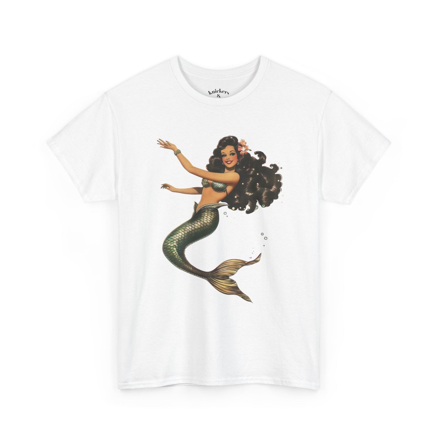 Vintage Pinup Style Graphic Mermaid Tee, All-Gender
