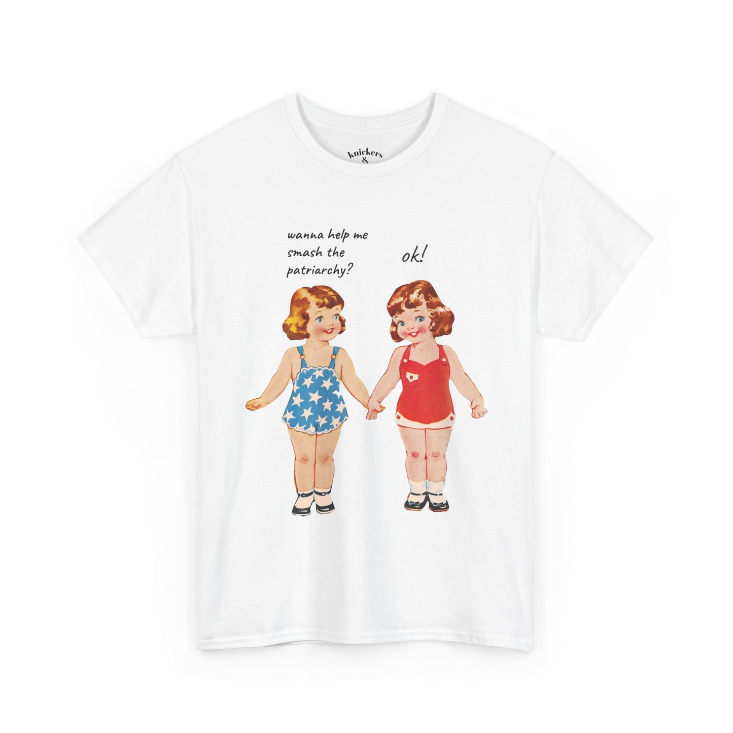 Vintage Paper Doll Retro Graphic T-Shirt - Smash the Patriarchy