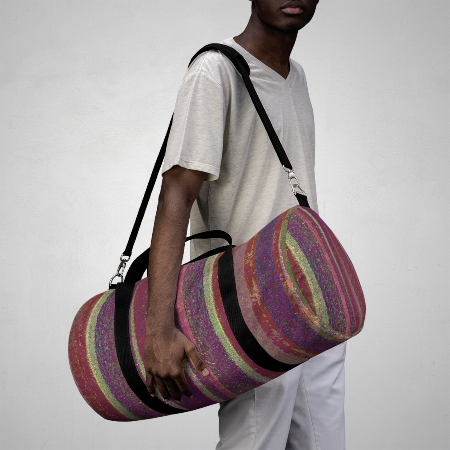 The Durable Duffle Bag - Rustic Stripe, Berry