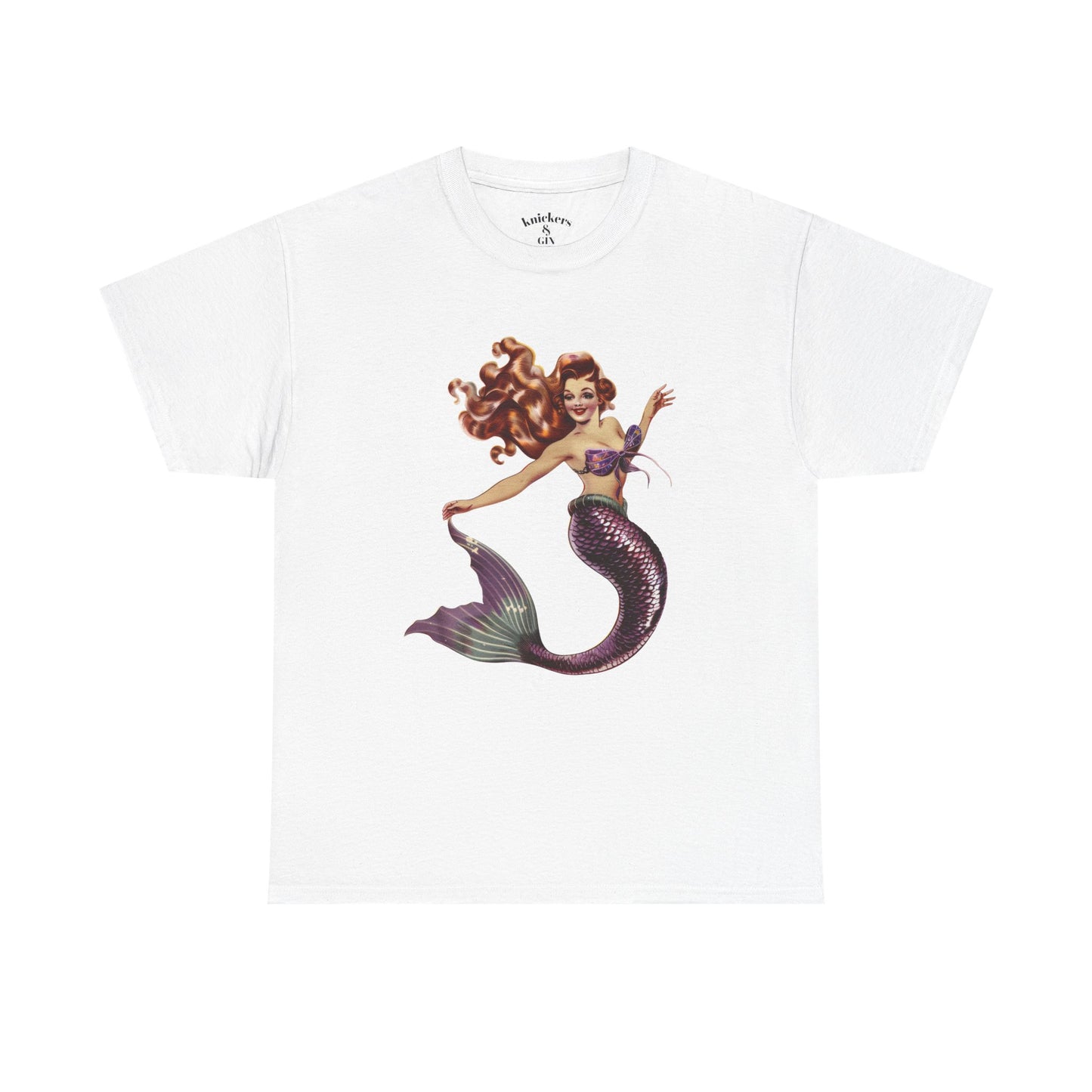 Vintage Pinup Style Graphic Mermaid Tee, All-Gender