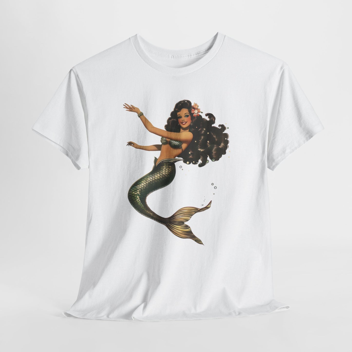 Vintage Pinup Style Graphic Mermaid Tee, All-Gender