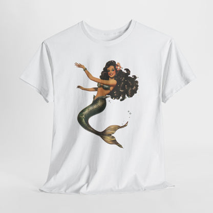 Vintage Pinup Style Graphic Mermaid Tee, All-Gender