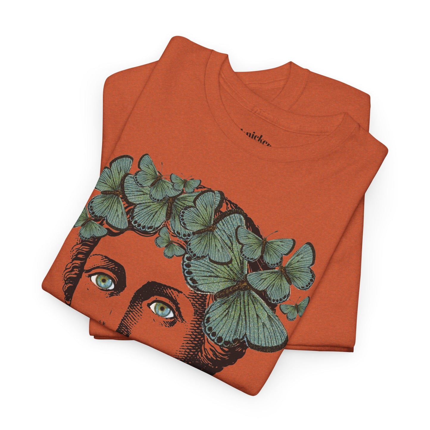 Garden Goddess Graphic Tee - Classical Bust with Green Butterfly Crown