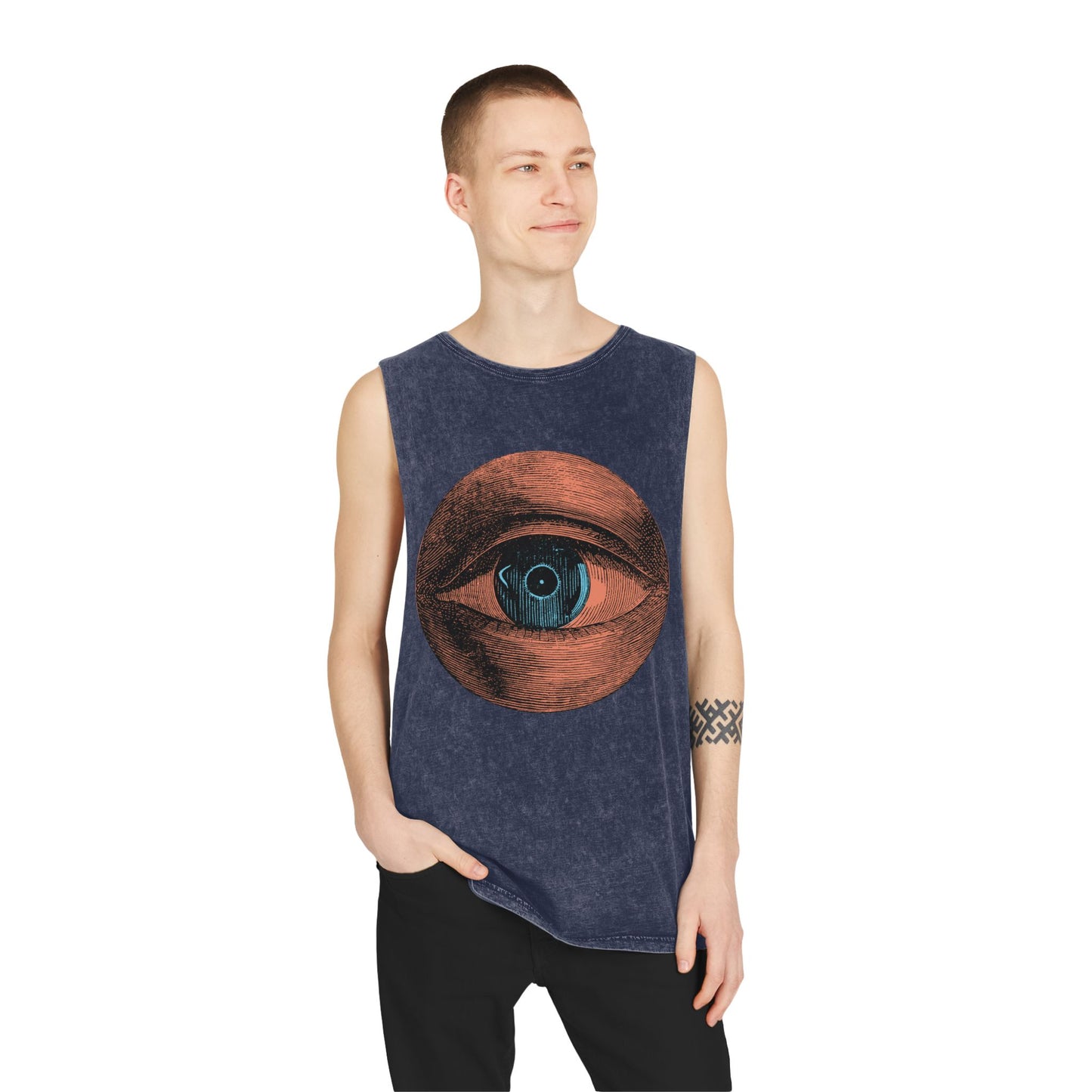 Stonewash Unisex Tank Top - Retro Eye Graphic