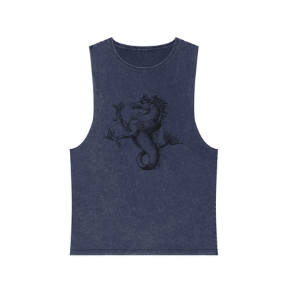 Stonewash Unisex Tank Top - Vintage Mythical Creature Graphic