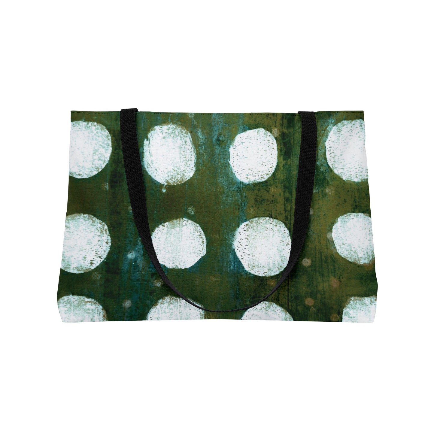 The Weekender Tote Bag - Painterly Polka Dot, Emerald and Algae