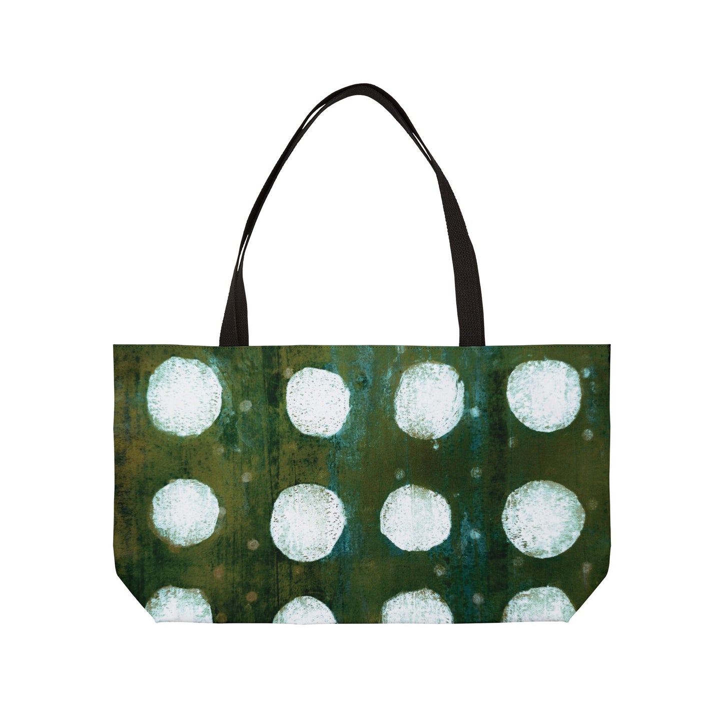 The Weekender Tote Bag - Painterly Polka Dot, Emerald and Algae