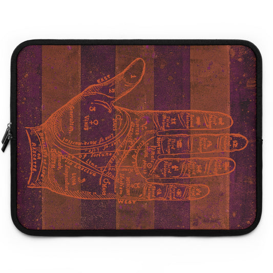 The Laptop Sleeve - Circus Tent Stripe, Palmistry Hand Orange