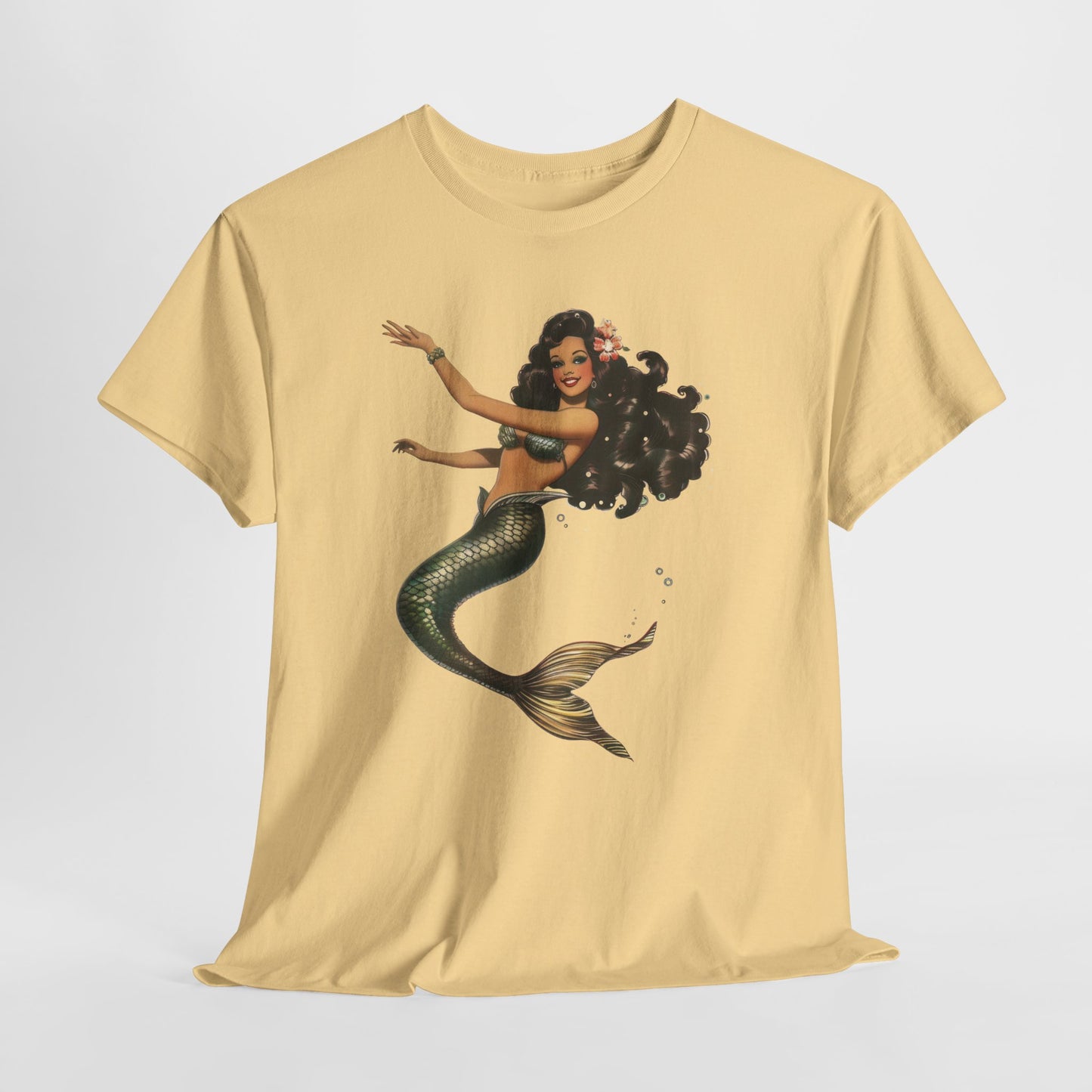 Vintage Pinup Style Graphic Mermaid Tee, All-Gender