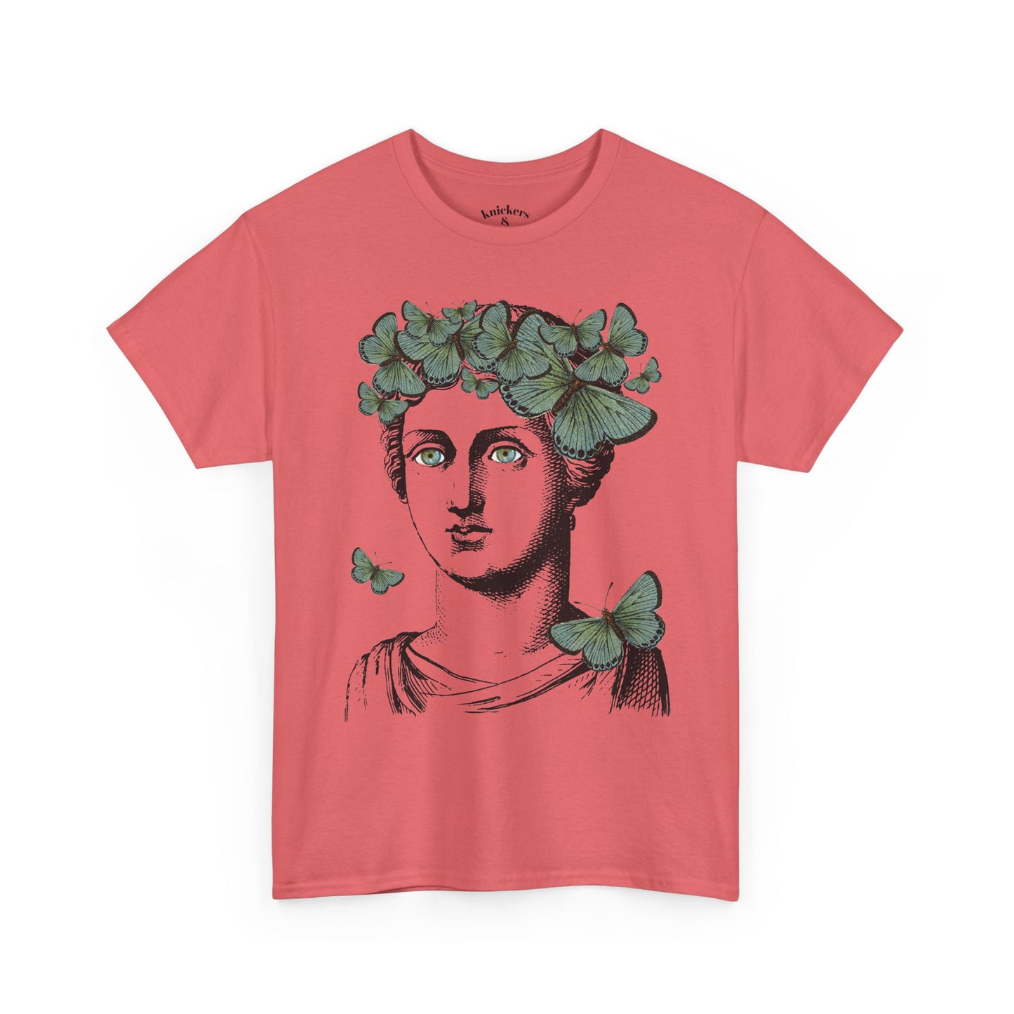 Garden Goddess Graphic Tee - Classical Bust with Green Butterfly Crown