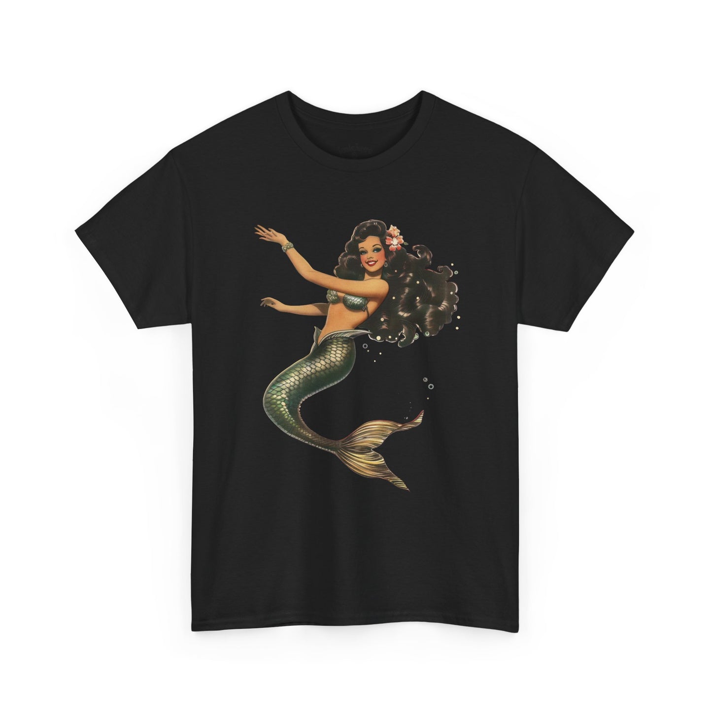 Vintage Pinup Style Graphic Mermaid Tee, All-Gender