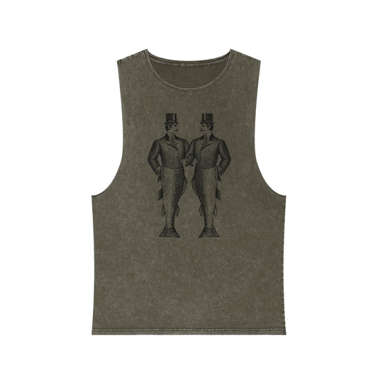 Stonewash Unisex Tank Top - Mermen Graphic