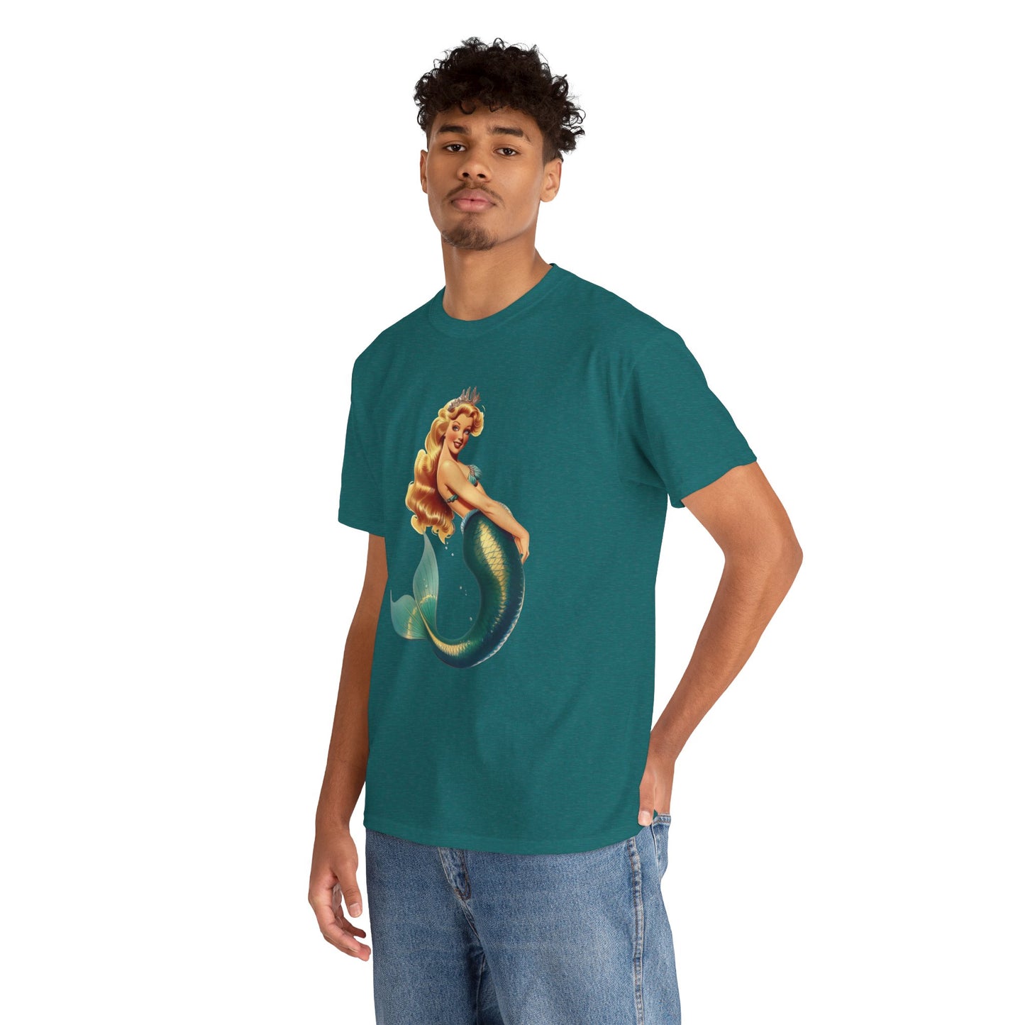 Vintage Pinup Style Graphic Mermaid Tee, All-Gender