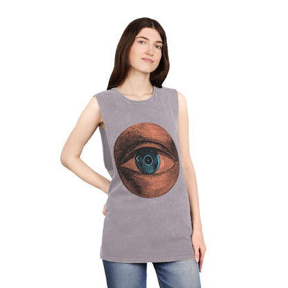 Stonewash Unisex Tank Top - Retro Eye Graphic