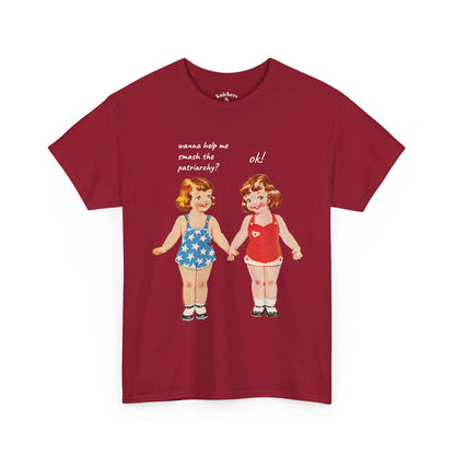Vintage Paper Doll Retro Graphic T-Shirt - Smash the Patriarchy