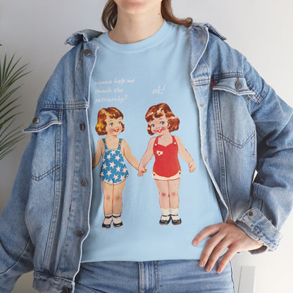 Vintage Paper Doll Retro Graphic T-Shirt - Smash the Patriarchy