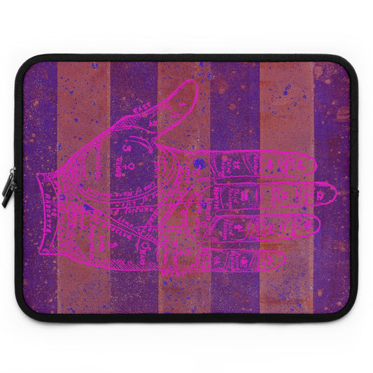 The Laptop Sleeve - Circus Tent Stripe, Palmistry Hand Pink