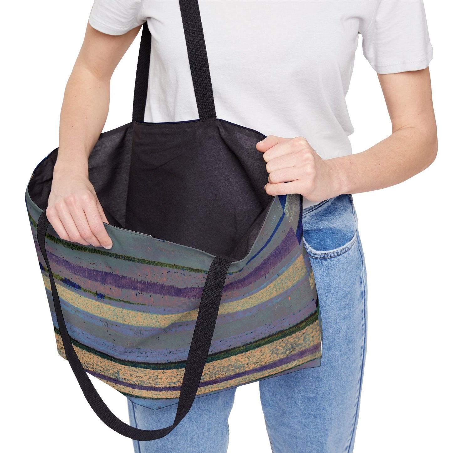 The Weekender  Bag - Rustic Stripe, Blue Lake