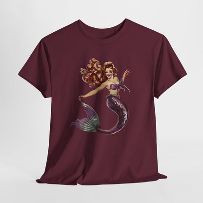 Vintage Pinup Style Graphic Mermaid Tee, All-Gender