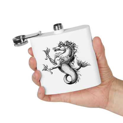 6oz Stainless Steel Flask - Mythological Seahorse