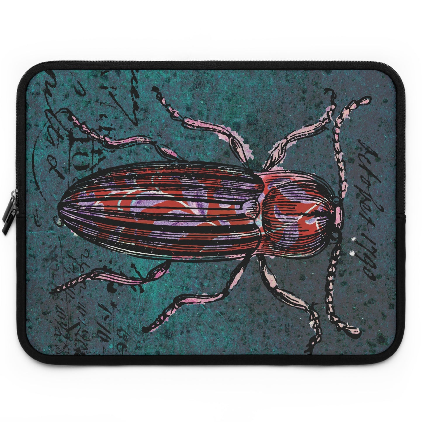 The Laptop Sleeve - Vintage Beetle Floral, Dark Turquoise