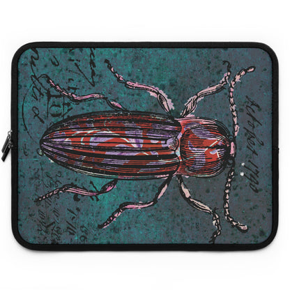 The Laptop Sleeve - Vintage Beetle Floral, Dark Turquoise