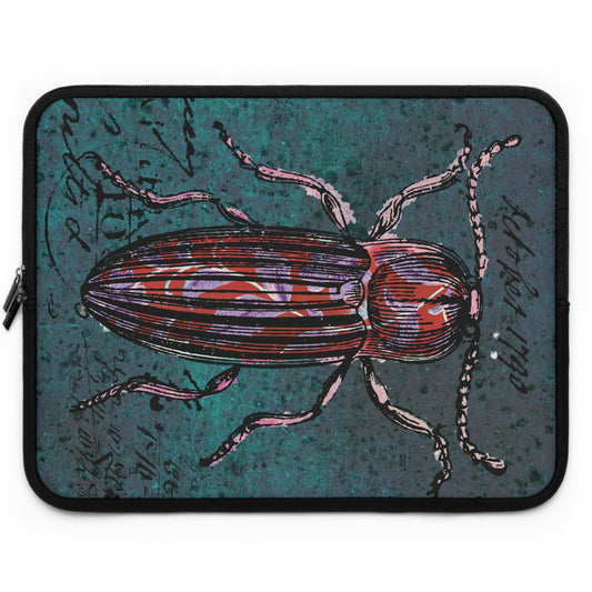 The Laptop Sleeve - Vintage Beetle Floral, Dark Turquoise