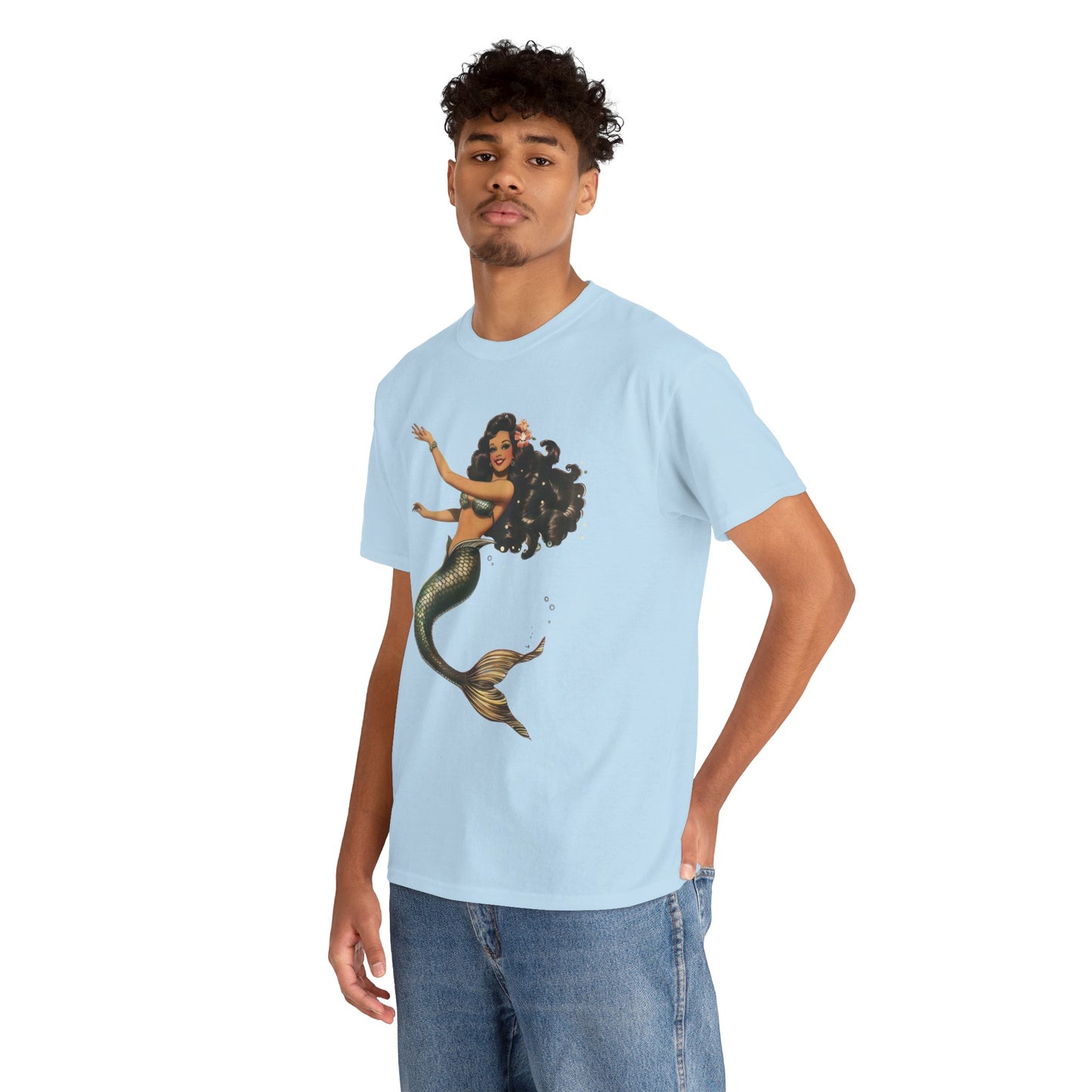 Vintage Pinup Style Graphic Mermaid Tee, All-Gender
