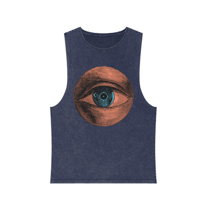 Stonewash Unisex Tank Top - Retro Eye Graphic