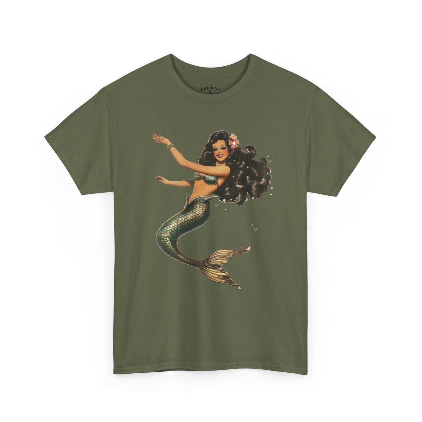 Vintage Pinup Style Graphic Mermaid Tee, All-Gender