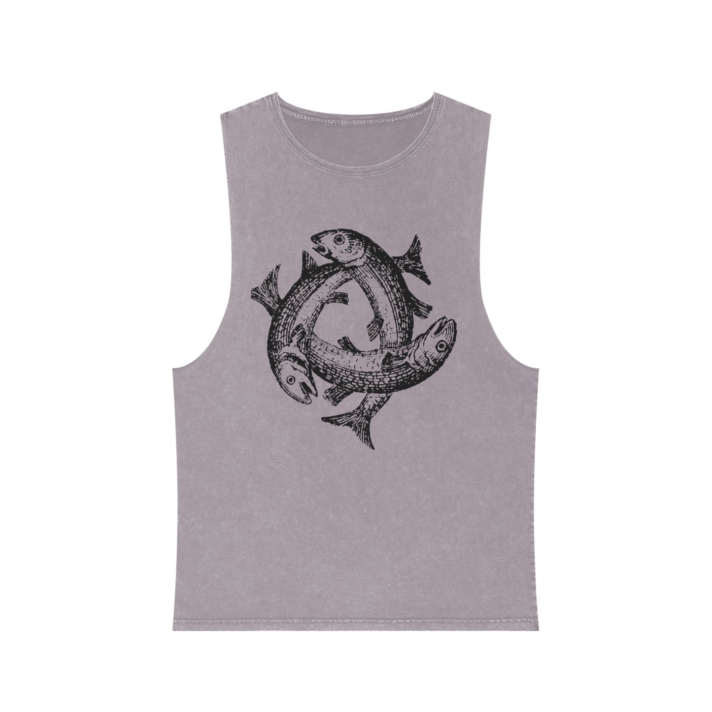 Stonewash Unisex Tank Top - Three Fishes Vintage Graphic