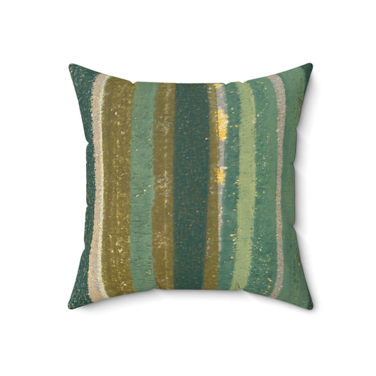The Faux Suede Pillow - Rustic Stripe, Grasshopper