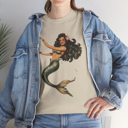 Vintage Pinup Style Graphic Mermaid Tee, All-Gender
