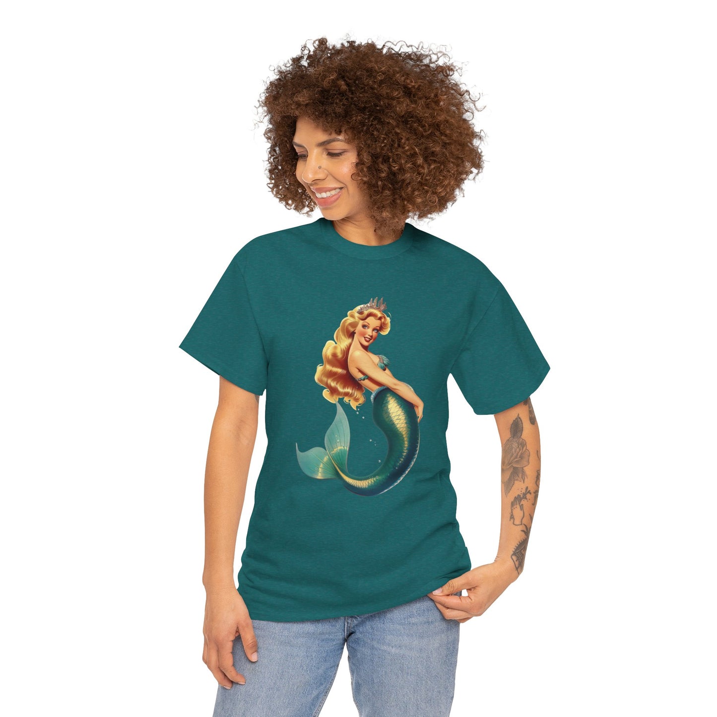Vintage Pinup Style Graphic Mermaid Tee, All-Gender
