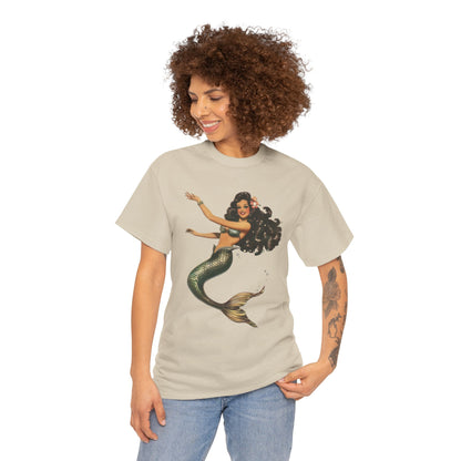 Vintage Pinup Style Graphic Mermaid Tee, All-Gender