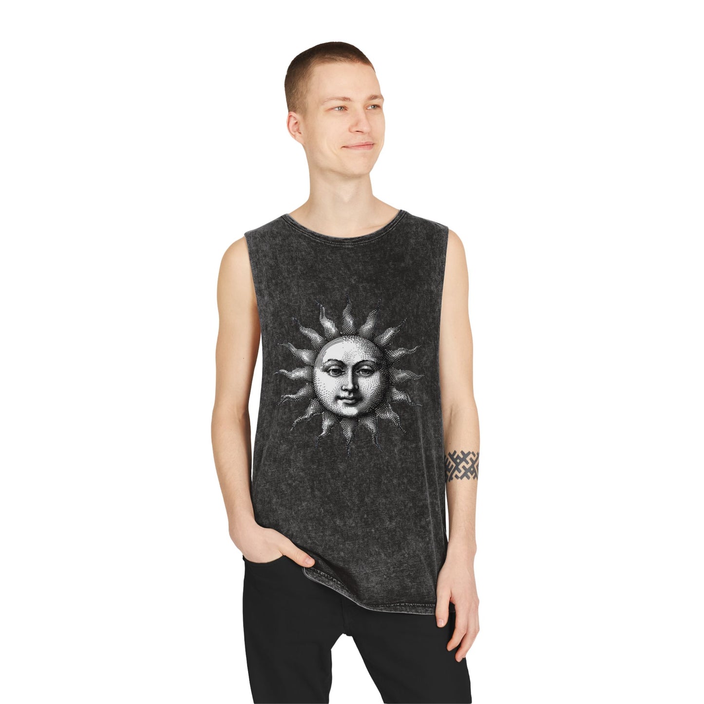 Stonewash Unisex Tank Top - Vintage Sun Graphic