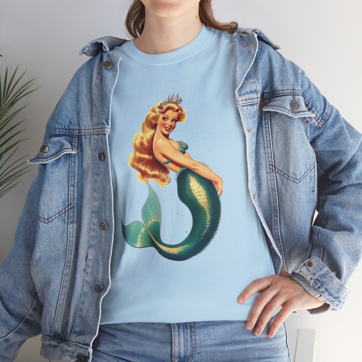 Vintage Pinup Style Graphic Mermaid Tee, All-Gender
