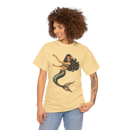 Vintage Pinup Style Graphic Mermaid Tee, All-Gender
