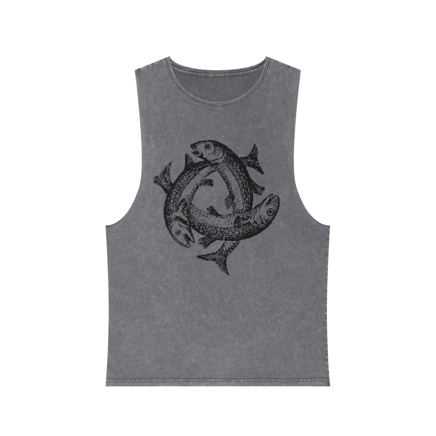 Stonewash Unisex Tank Top - Three Fishes Vintage Graphic