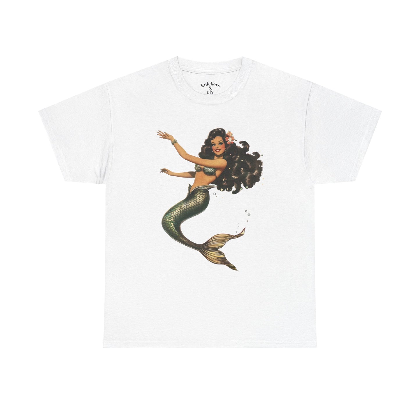 Vintage Pinup Style Graphic Mermaid Tee, All-Gender
