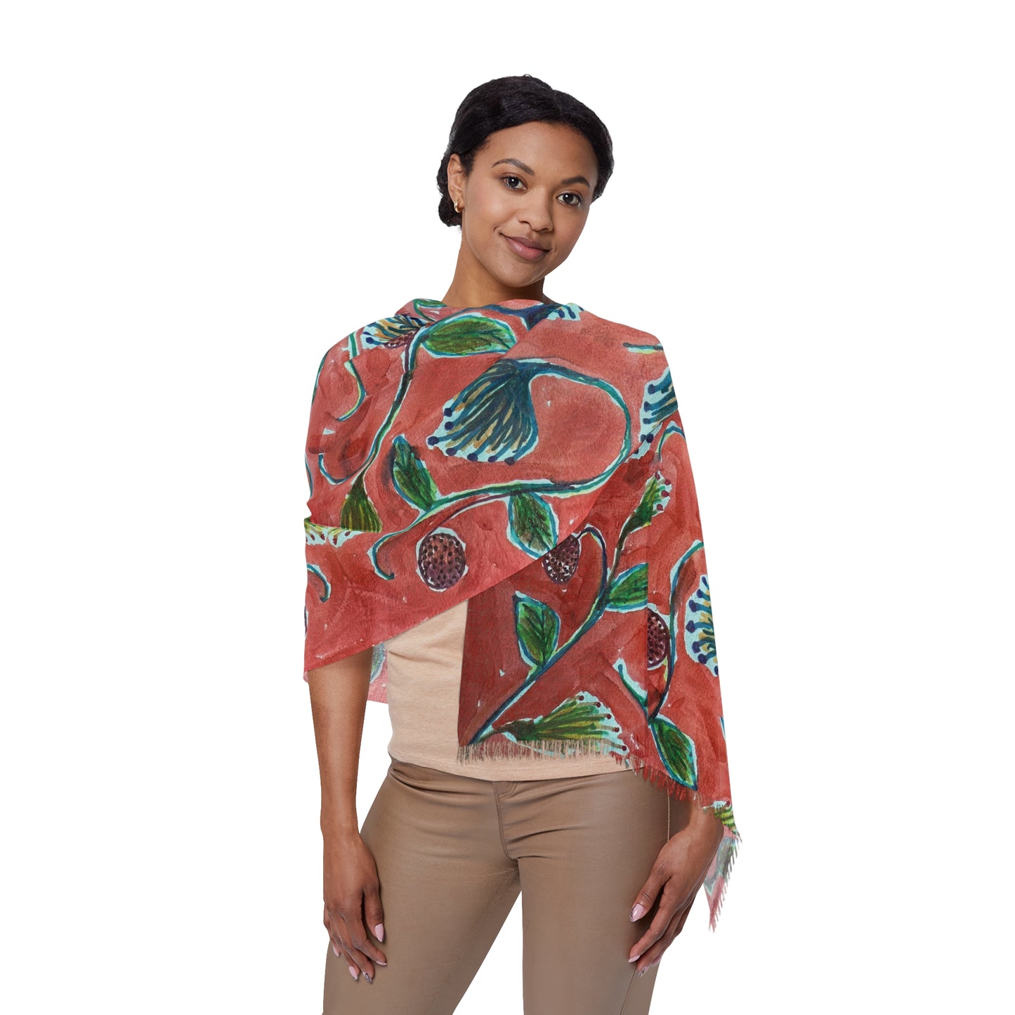 The Studio Scarf - Vine Entwine, Carmine