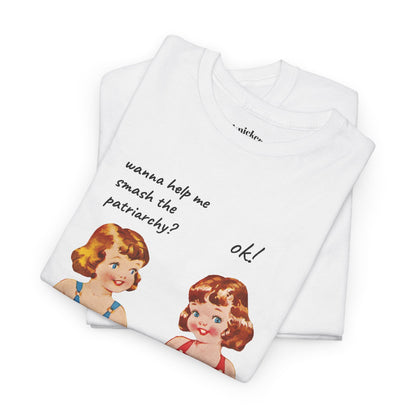 Vintage Paper Doll Retro Graphic T-Shirt - Smash the Patriarchy
