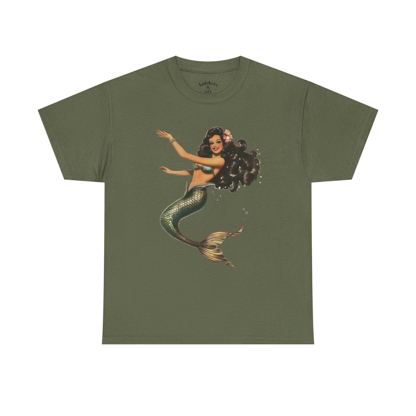 Vintage Pinup Style Graphic Mermaid Tee, All-Gender