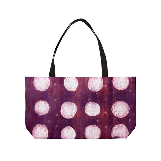 The Weekender Tote Bag - Painterly Polka Dot, Purple and Rust